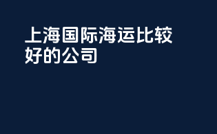 上海国际海运比较好的公司