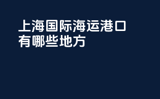 上海国际海运港口有哪些地方
