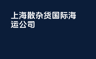 上海散杂货国际海运公司