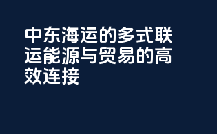 中东海运的多式联运：能源与贸易的高效连接