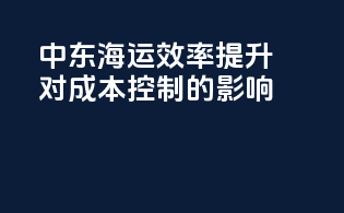 中东海运效率提升对成本控制的影响