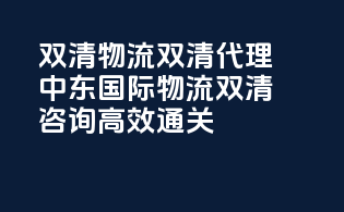 双清物流双清代理，中东国际物流双清咨询，高效通关