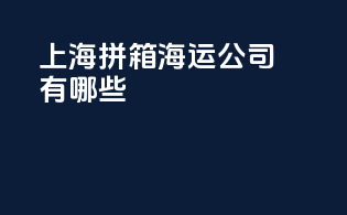 上海拼箱海运公司有哪些