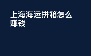 上海海运拼箱怎么赚钱