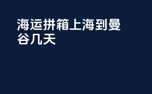 海运拼箱上海到曼谷几天