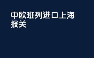 中欧班列进口上海报关