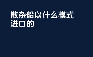 散杂船以什么模式进口的