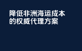 降低非洲海运成本的权威代理方案