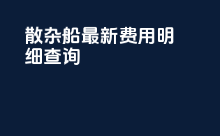 散杂船最新费用明细查询