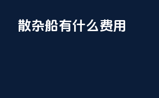 散杂船有什么费用