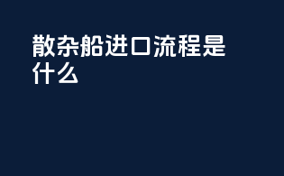 散杂船进口流程是什么