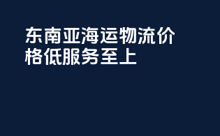 东南亚海运物流价格低，服务至上