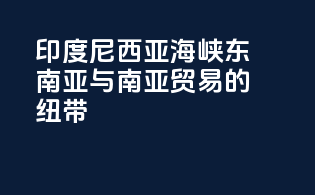 印度尼西亚海峡：东南亚与南亚贸易的纽带