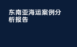 东南亚海运案例分析报告