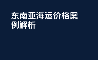 东南亚海运价格案例解析