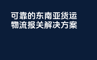 可靠的东南亚货运物流报关解决方案