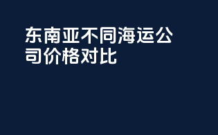 东南亚不同海运公司价格对比