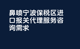 鼻喷宁波保税区进口报关代理服务咨询需求