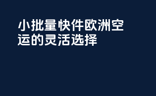 小批量快件：欧洲空运的灵活选择