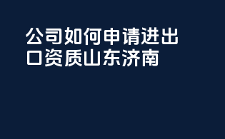 公司如何申请进出口资质山东济南