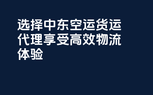 选择中东空运货运代理，享受高效物流体验