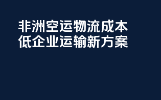 非洲空运物流成本低，企业运输新方案