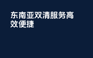 东南亚双清服务，高效便捷