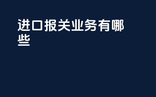 进口报关业务有哪些
