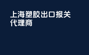 上海塑胶出口报关代理商