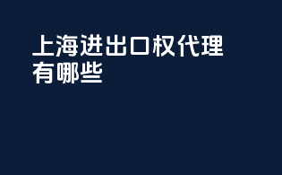上海进出口权代理有哪些