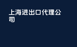 上海进出口代理公司