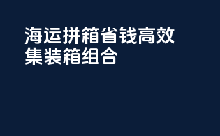 海运拼箱省钱，高效集装箱组合