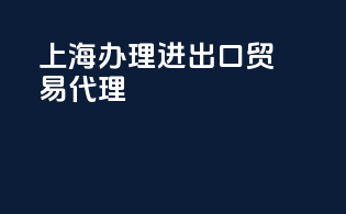 上海办理进出口贸易代理