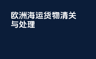 欧洲海运货物清关与处理