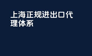 上海正规进出口代理体系