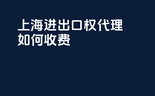 上海进出口权代理如何收费