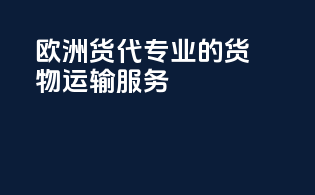 欧洲货代：专业的货物运输服务