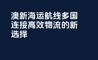 澳新海运航线：多国连接，高效物流的新选择