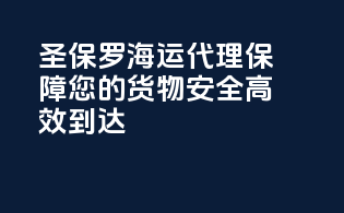 圣保罗海运代理，保障您的货物安全高效到达