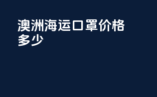 澳洲海运口罩价格多少