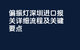 偏振灯深圳进口报关详细流程及关键要点
