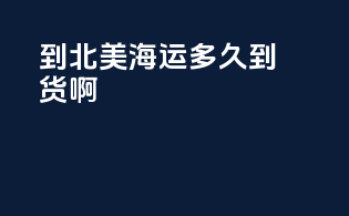 到北美海运多久到货啊