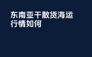 东南亚干散货海运行情如何