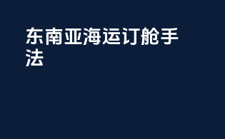 东南亚海运订舱手法