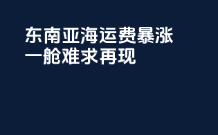 东南亚海运费暴涨一舱难求再现