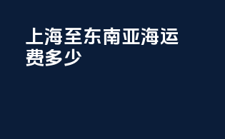 上海至东南亚海运费多少