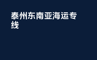 泰州东南亚海运专线