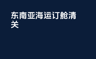 东南亚海运订舱清关