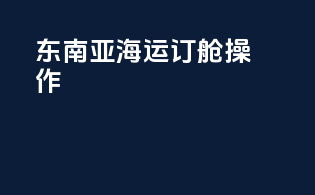 东南亚海运订舱操作