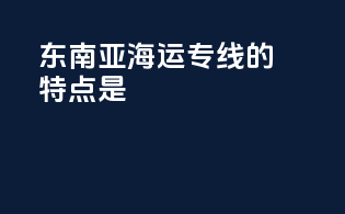 东南亚海运专线的特点是